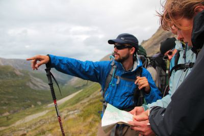 Student lead navigation on a course in the Yukon.
