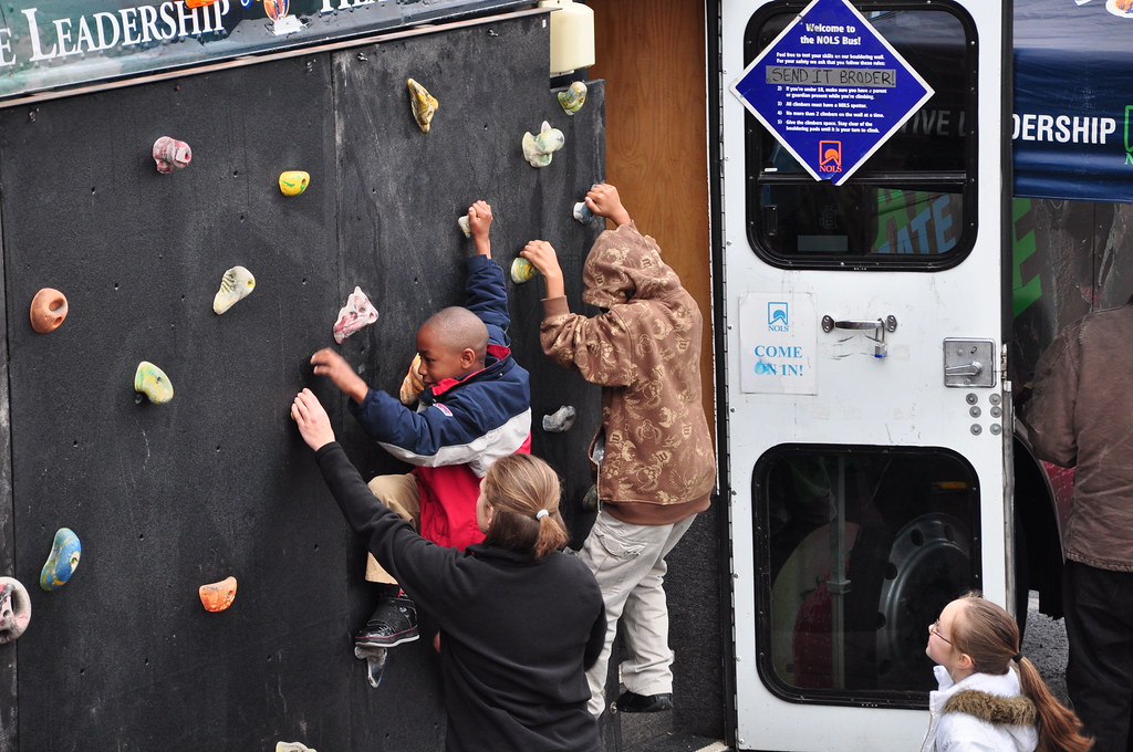 Kids climb the wall