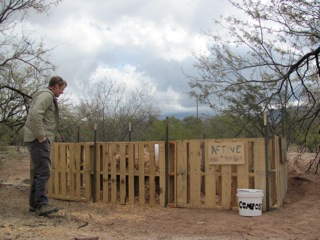 Andrew explaining his compost system