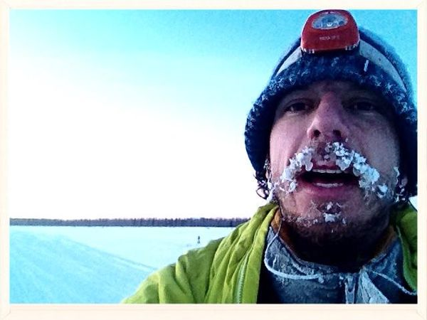 Pete Ripmaster has icicles hanging from his mustache and beard