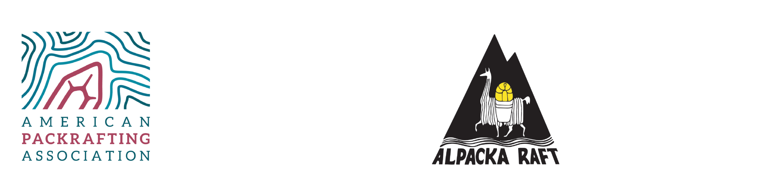 Logos for American Packrafting Association, Hyperlite Mountain Gear, Alpacka Raft, and NOLS.