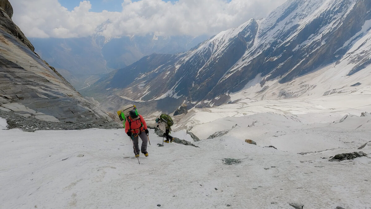 Prerna in front and Aarohi going up to camp 1.