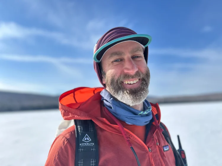 Skier smiles in Maine