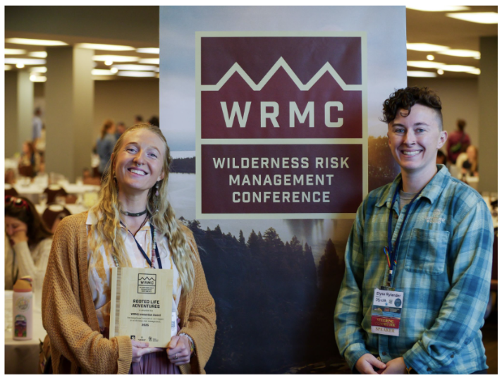 Mickey Myers of Rooted Life Adventures, 2025 WRMC Innovation Award recipient and Elyse Rylander at the 2025 WRMC. 
