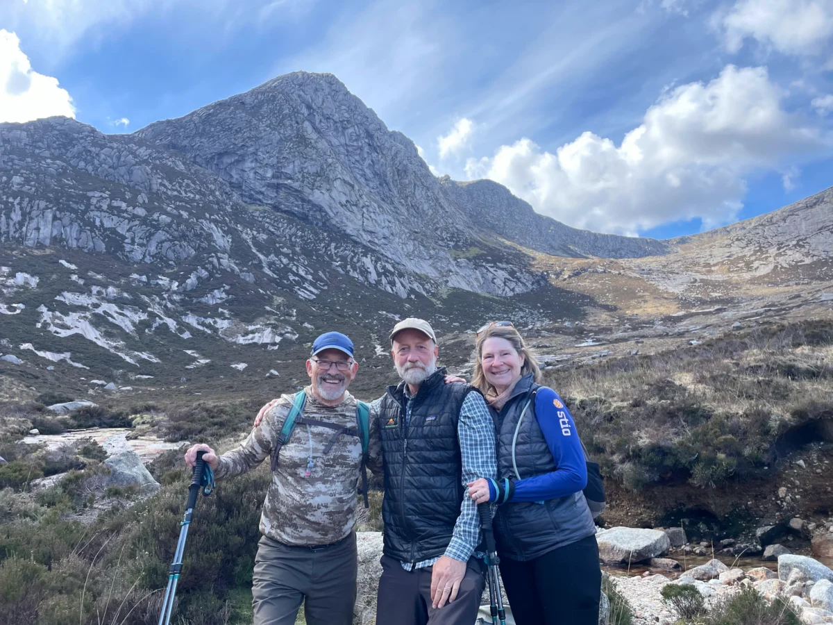 Hikers smile in Scotland