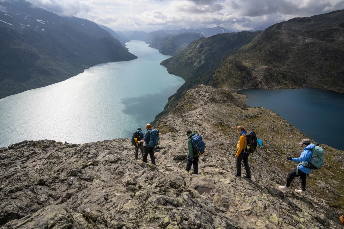 Hikers walk across the trail in Norway