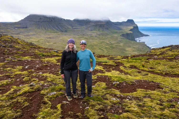 Hikers smile in Iceland