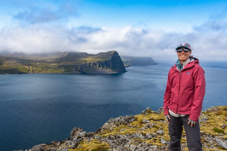 Hiker smiles in Iceland